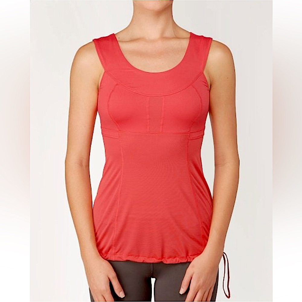 NWT Lululemon Inspire Tank top Drawstring Hem Classic Stripe Coral